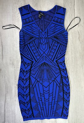 Forever 21 Sheath Bodycon Blue Black Dress Tight Mini Skirt Dress Women s Small