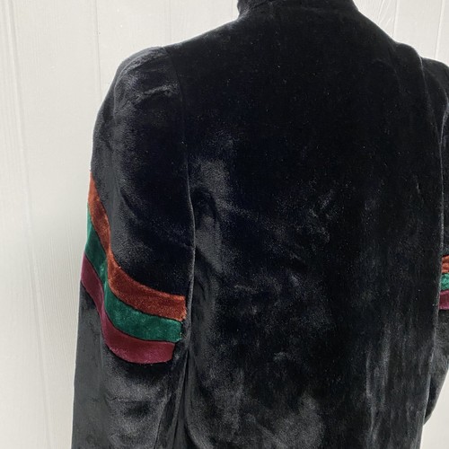 Vintage 70s Sasson Borgazia women's Coat Faux Fur Black Deep Pile USA size 14 - Picture 5 of 12