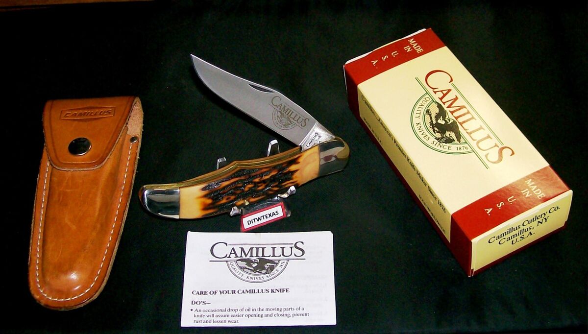 Camillus #6 Knife & Sheath Folding Hunter 1980 Stag Camillus #6 Knife & Sheath Folding Hunter 1980 Stag
