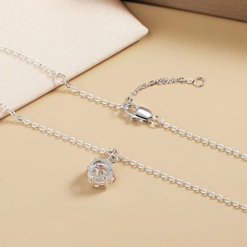 0.5-10ct Real Moissanite Pendant Necklace S925 Silver 18K White Gold Plated GRA - Picture 5 of 13