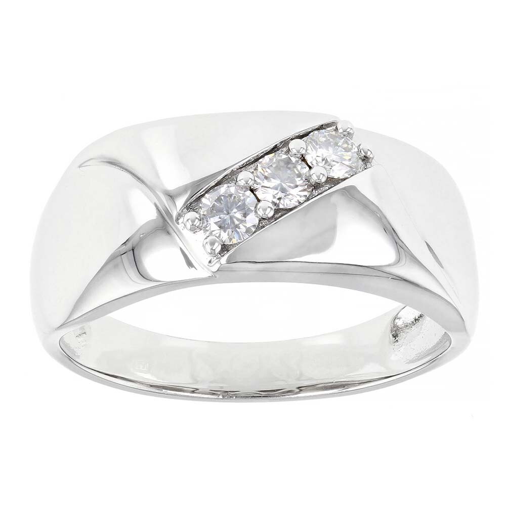 Wedding Band Men's Ring 14K White Gold Plated 0.40 Ctw D/FL Brilliant Moissanite-image