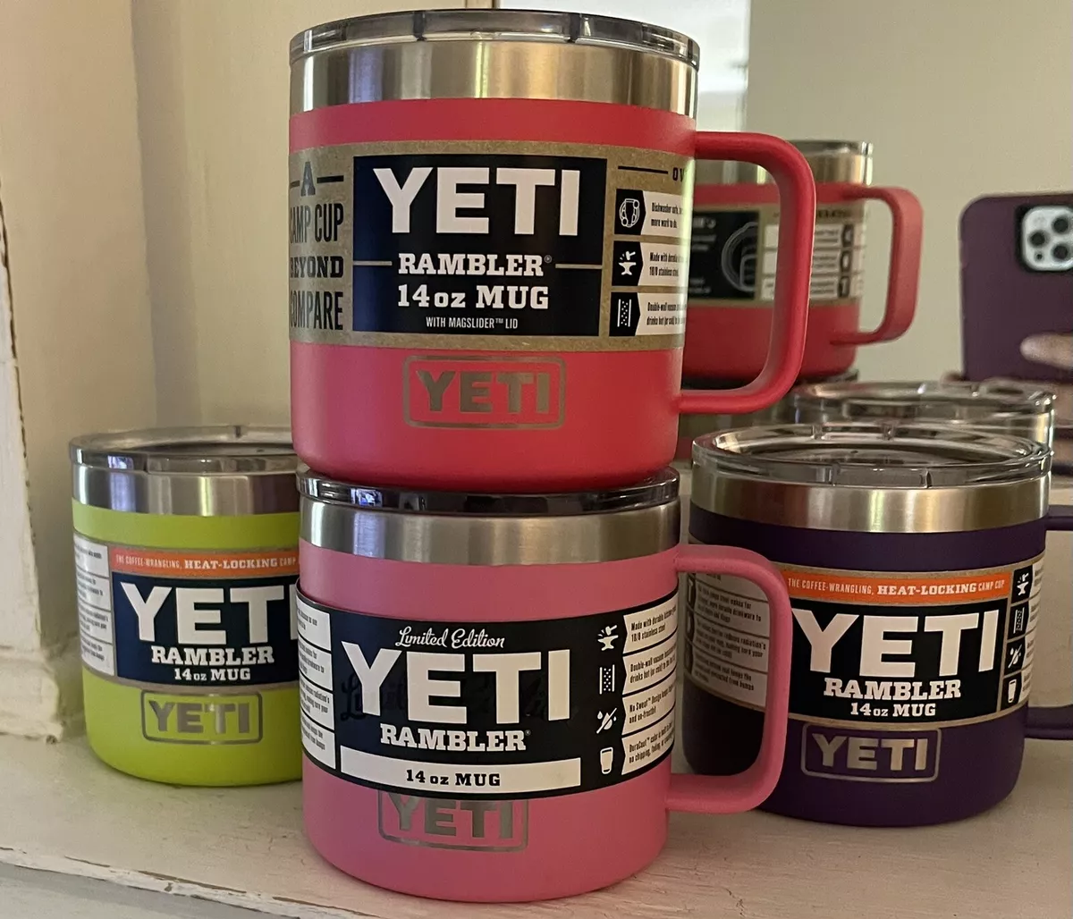 NEW Yeti 14oz coffee mug Harbor Pink limited edition rambler cup