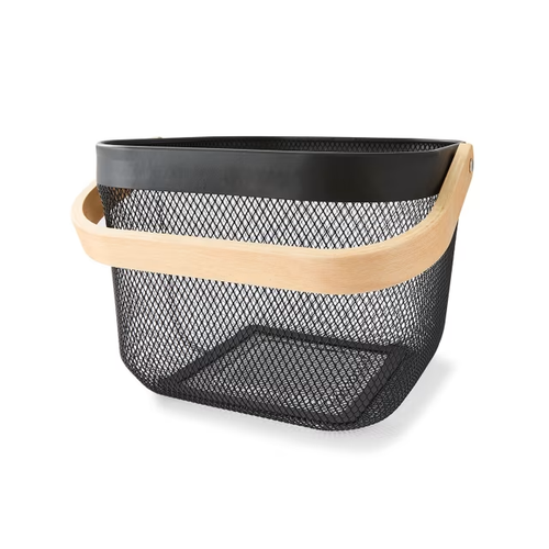 Wire Mesh Basket Black Mesh Design Top Carry Handle Storage Box - Picture 3 of 37