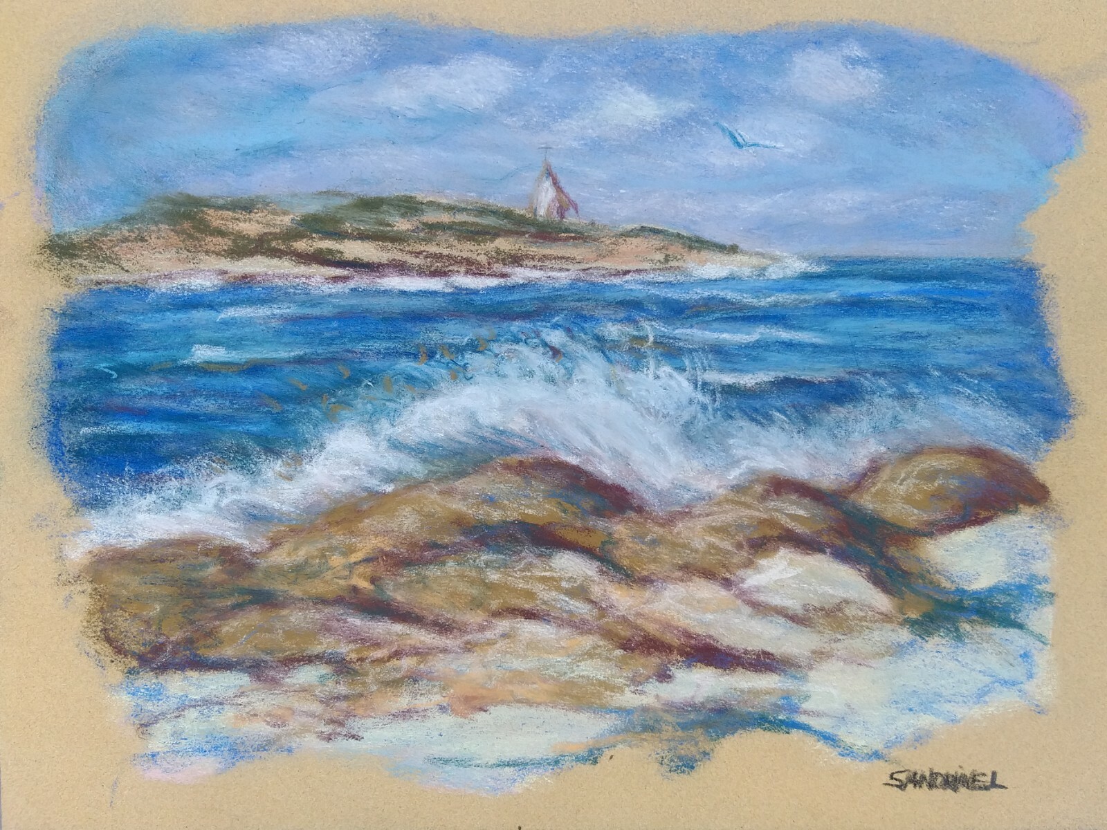Seascape Painting Seaside Marine Beach Holiday Freedom Wave Water Blue