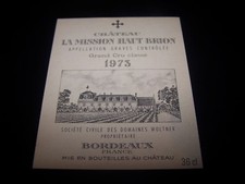 1973 Mission Haut Brion 36cl Demi Original Wine Label Wine Label Wine Label