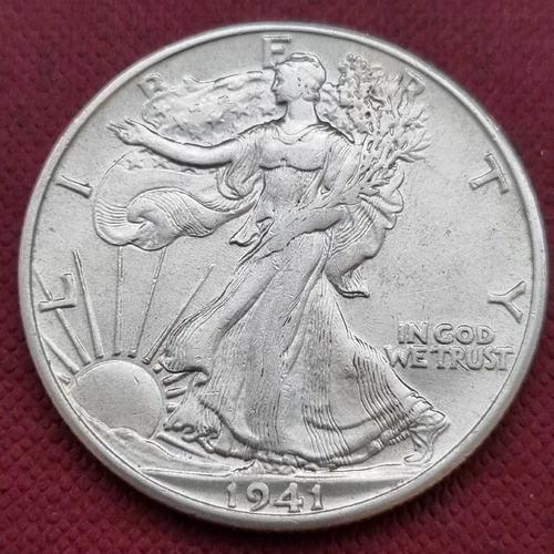 1941 S Walking Liberty Half Dollar 50c High Grade AU - UNC #59483