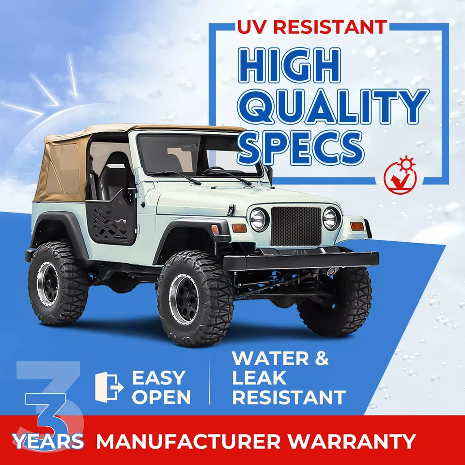 For Jeep Wrangler TJ Soft top Replacement, 1997-2006, Tinted Windows - Image 3 of 4