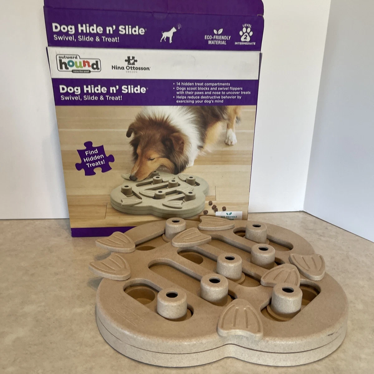 Nina Ottosson Dog Hide N' Slide Treat Puzzle Level 2 Outward Hound  Exercise Used