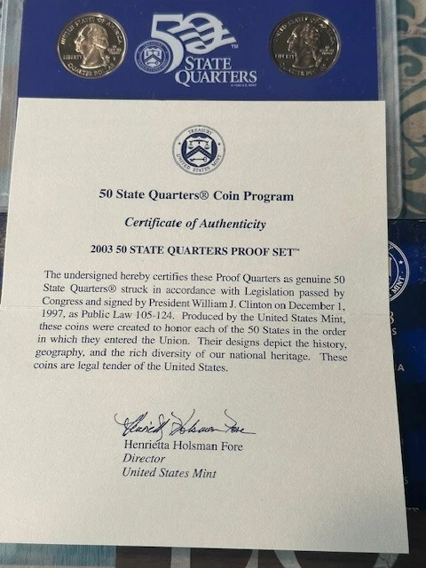 2003 State Quarters Proof Set - Illinois - AL - Maine - Missouri - AR - Image 4 of 4