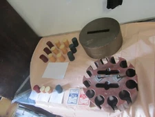 Vintage Bakelite Poker Chips w/ Wood Carousel 278 Chips