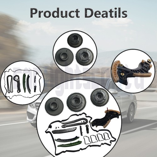 For Mercedes W204 W212 C250 E250 Timing Chain Kit w/ Tensioner + Camshaft Gears - Picture 5 of 11