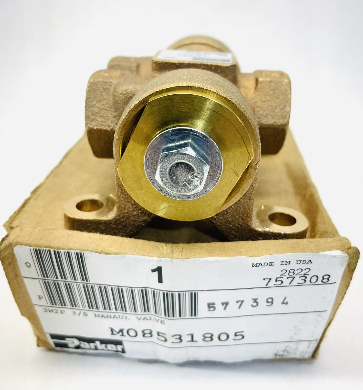 PARKER M08531805 BRASS BODY VALVE 3W2P 225 PSIG MANUAL VALVE for sale