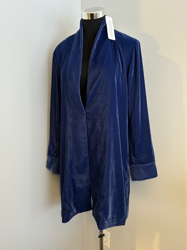 SOFT SURROUNDINGS Duster Cardigan Sweater Deep Blue Velvet Size NWT - Picture 2 of 8