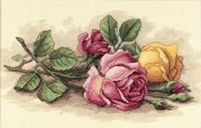 Dimensions 13720 Rose Cuttings Counted Cross Stitch Kit 14 X 9 Pink Yellow Roses