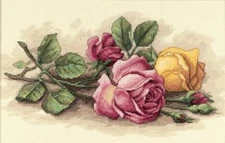 Dimensions 13720 Rose Cuttings Counted Cross Stitch Kit 14 X 9 Pink Yellow Roses