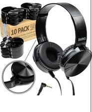 Bulk Classroom Headphones 10 Pack - On-Ear Premium Student Bulk Headphones