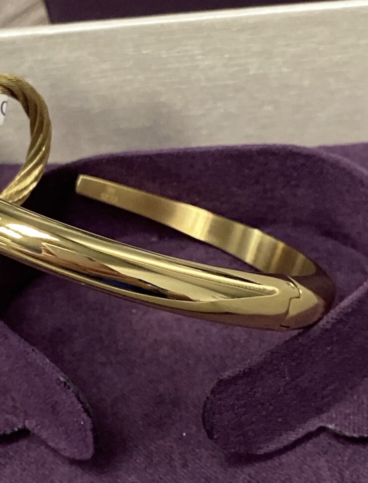 Charriol Infinity Zen Steel Bangle 04-404-1232-0C Yellow Gold-Women’s Sz Medium