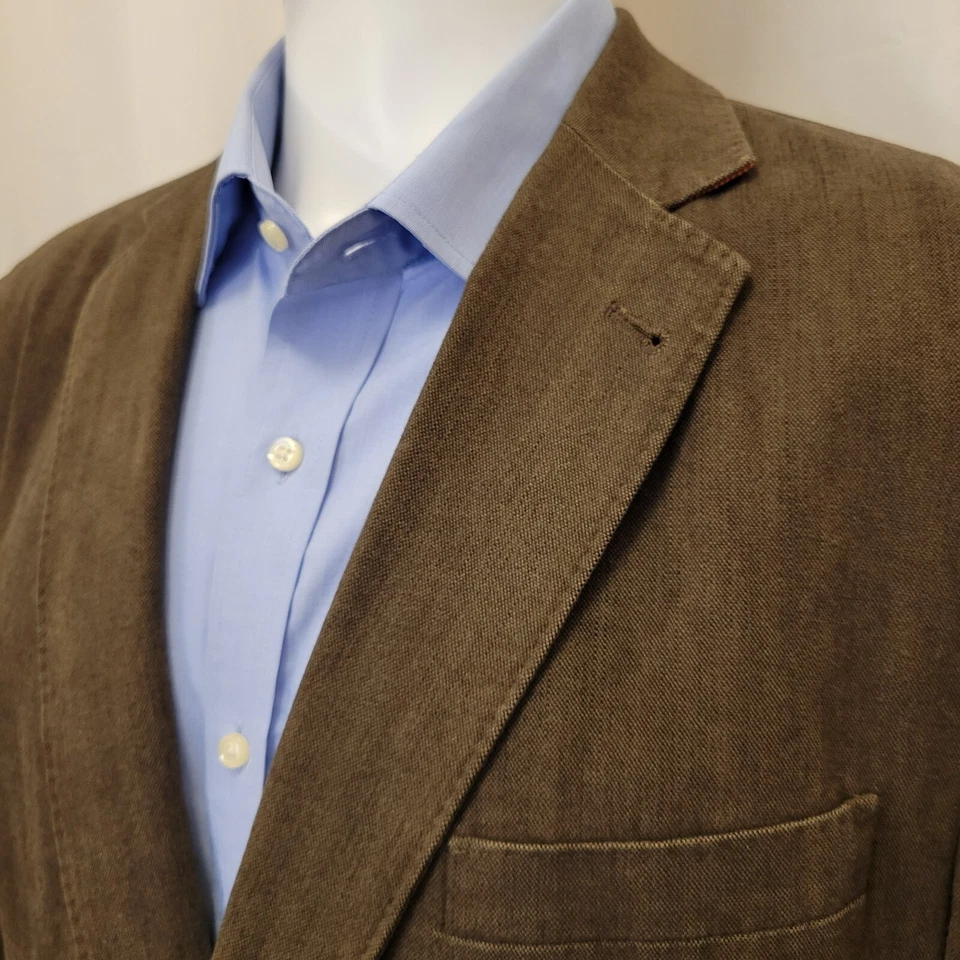 Jaqueta Kroon masculina 44R marrom 97 algodão sarja macia sob medida casaco esportivo ventilação dupla - Imagem 2 de 4