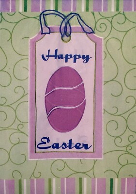 HAPPY EASTER EGG SPRING APPLIQUE LARGE YARD FLAG NEW