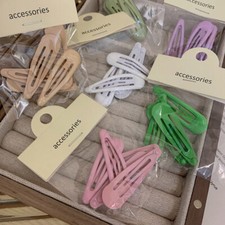 Metal Snap Hairgrip 5Pcs/Set Waterdrop Shape Hair Clips Solid Color Barret