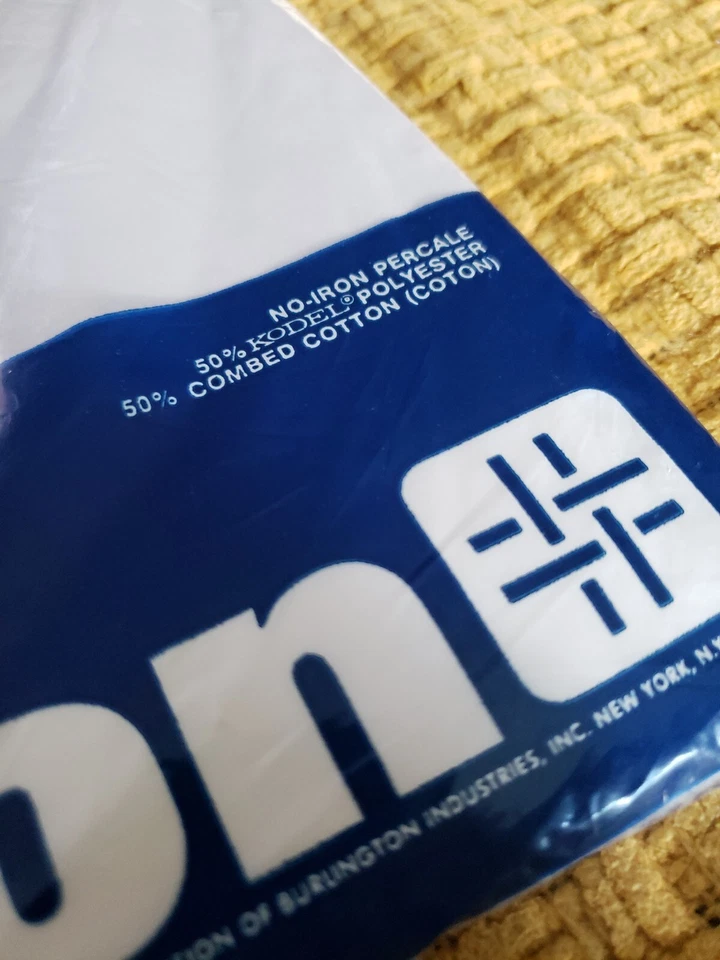 ВИНТАЖНЫЙ полный плоский лист Burlington No Iron Percale для матраса 54x75 ЗАПЕЧАТАННЫЙ - Изображение 4 из 4