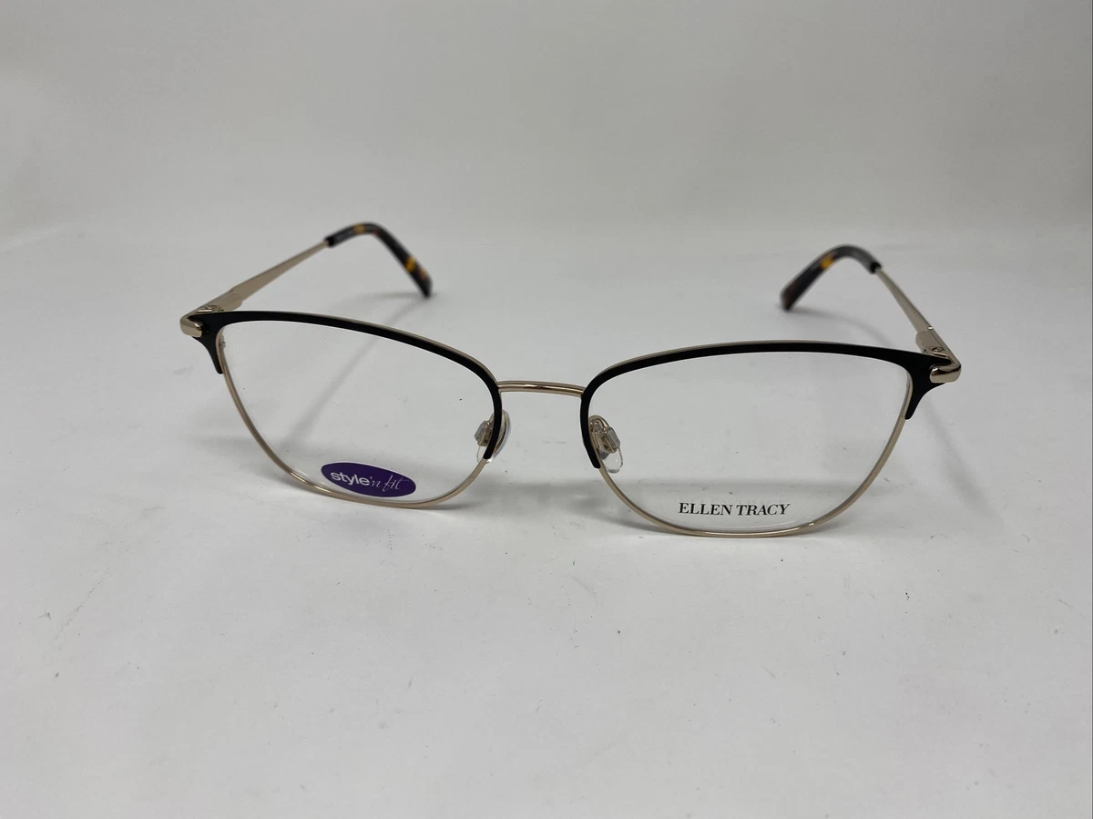 ELLEN TRACY EYEWEAR BAGAN BLACK GOLD 55/16/140 FLEX HINGE  display picture 2