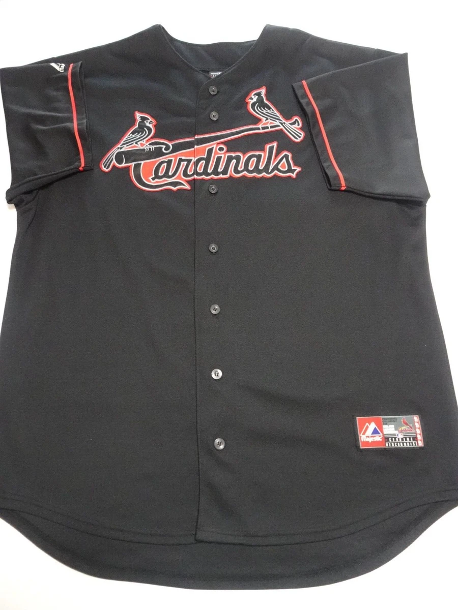 ST LOUIS Cardinals MLB Baseball Jersey Black Majestic (2XLT) VINTAGE STYLE