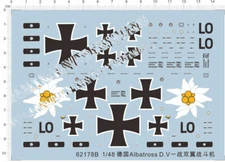 1/48 German Albatross DV D.V WWI Fighter Markings Model Kit Water Slide Decal