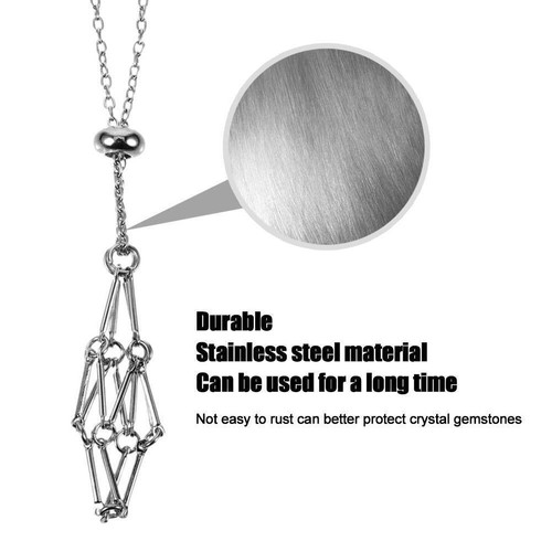 3 PIEZAS Collar Jaula de Cristal de Acero Inoxidable Soporte Red Cadena de Metal Soporte de Piedra - Imagen 14 de 16