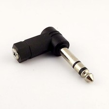 Adaptador de audio para auriculares de ángulo recto estéreo hembra a 6,35 mm 1/4" macho 1 pieza