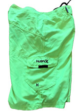 Men's Hurley Neon Swimming Trunks Board Shorts Size 30 Flat Front Pockets