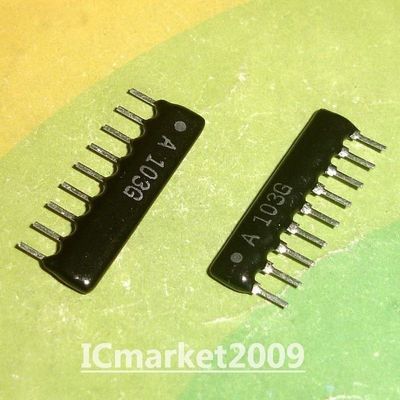 3 Dip 0pcs Array Di Resistenza Di Rete Di Esclusione 9pin 10k Ohm A103J 10KR Array Di Rete Di Resistenza A09-103J (Size : 9P 1K A102J 2.54MM - Foto 12