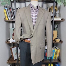 Stafford Essentials Mens Sport Coat Blazer Two Button Brown Poly Rayon Blend 46L