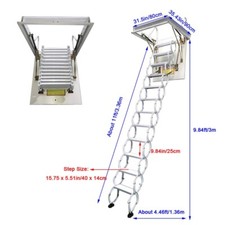 White Hidden Pull-down Foldable Stairs Retractable Stairs for Household Attic