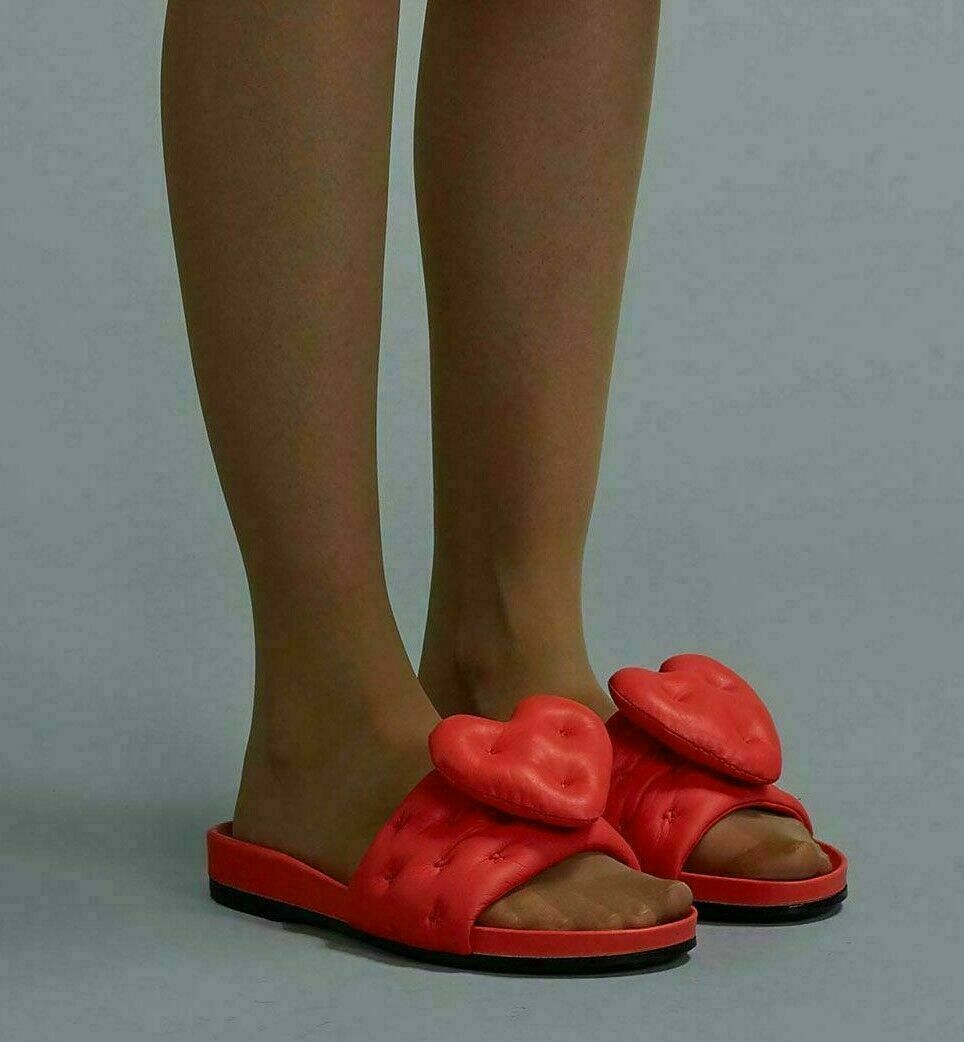 Anya Hindmarch Slide Chubby Heart Sandals Mules Flats Shoes Slipper 40