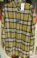 Izod Tan, Black, White  Red Plaid Button Down Flannel Shirt XL New w/Tags
