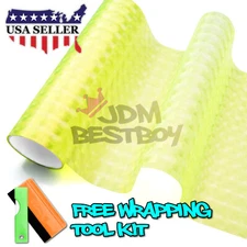 12"X36" Cateye Style Neon-Yellow Tint Headlight Taillight Fog Light Vinyl Film