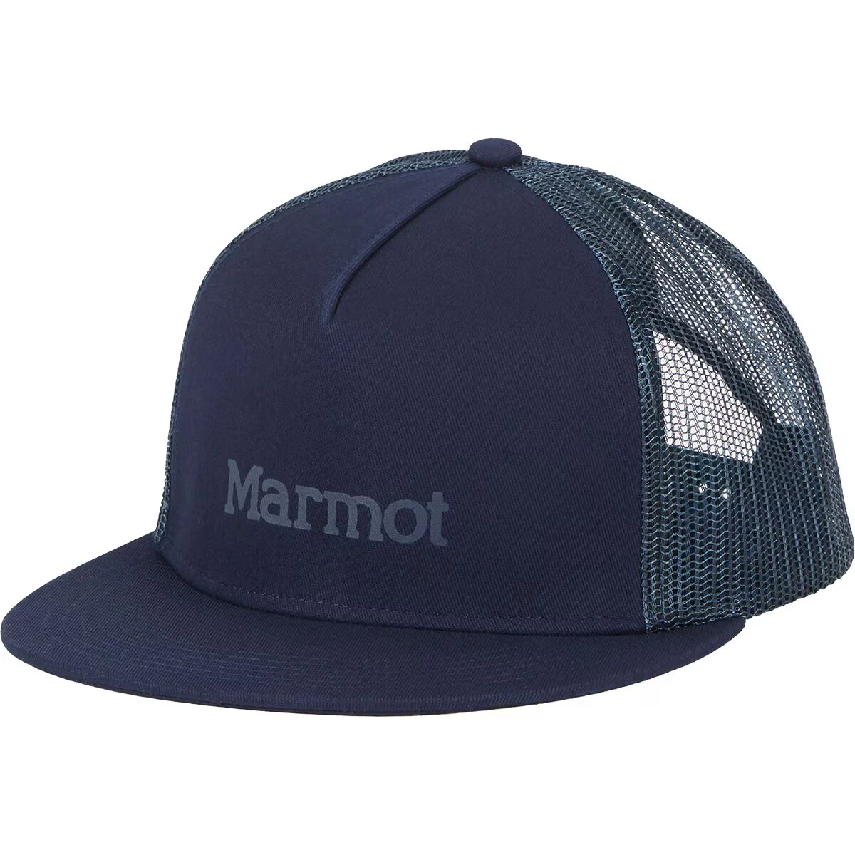 Marmot Men's Arctic Navy Flat Bill Mesh Back Trucker Hat One Size / Snap Back