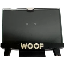 WOOF Canine Pet Photo Frame Sixtrees Ltd Heavy Glass On Easel Preown As Is Wear