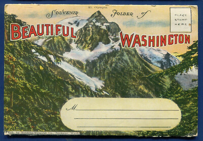 Beautiful Washington Evergreen State Seattle postcard folder foldout PF659