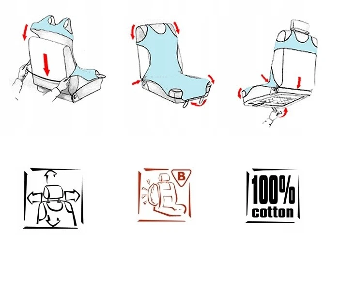 Universelle COTTON Vordersitzbezüge Dunkelgrau T-SHIRT für Alfa Romeo 166 - Изображение 3 из 3