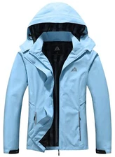 Women's Waterproof Rain Jacket Lightweight Raincoat Hooded Hiking Jacket Soft...