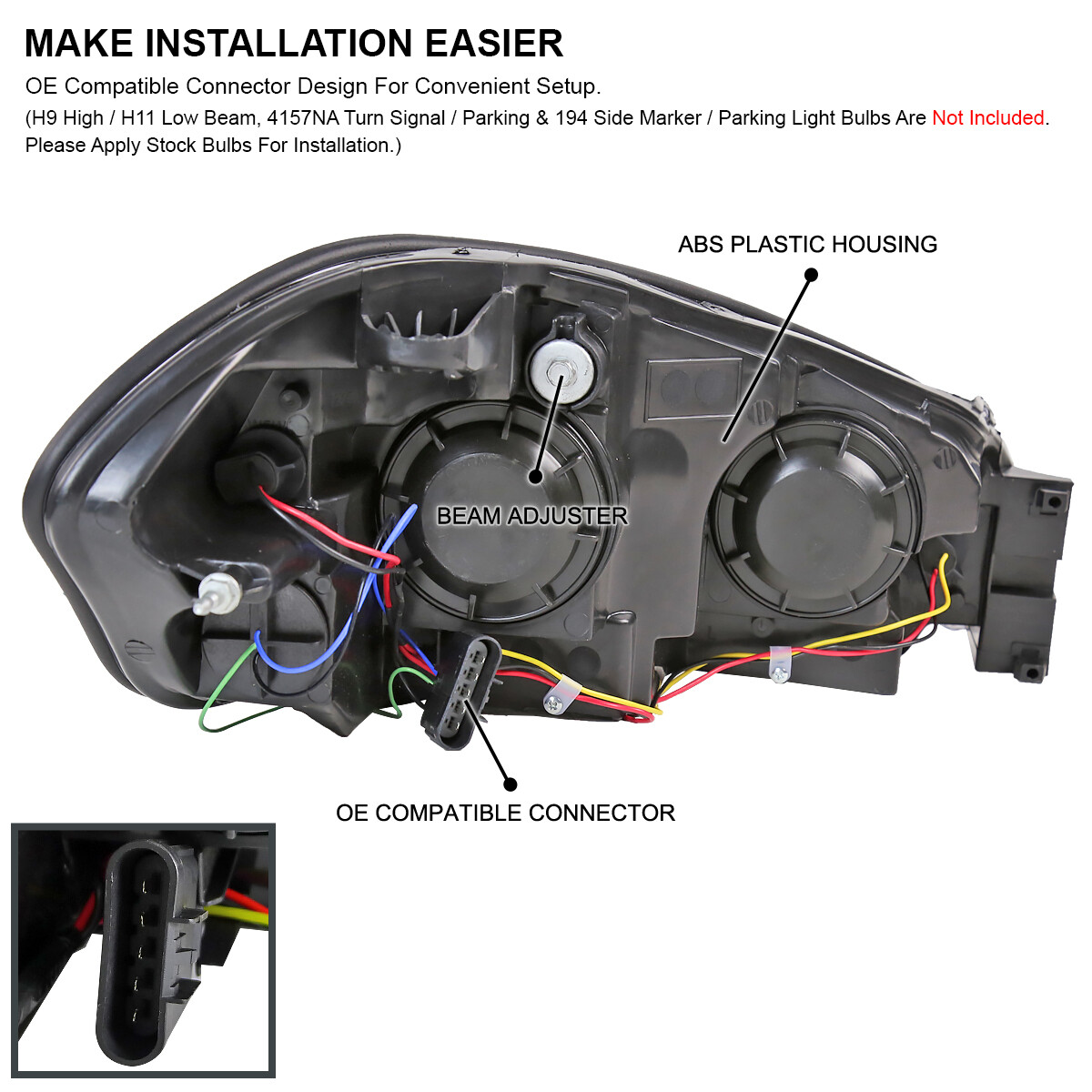 Pair Of Black Headlights For 2006-2013 Chevy Impala & 06-07 Monte Carlo - Spec-D Tuning 4 thumbnail image