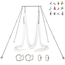 Aerial Stand Portable Aerial Rig Yoga Swing Bar w/39Ft Aerial Silk