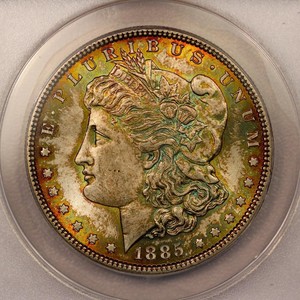 1885-Morgan-Silver-Dollar-ANACS-MS64-Attractive-Rainbow-Toning