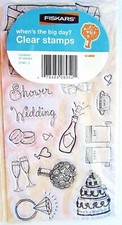 Wedding When's the Big Day Clear Acrylic Stamp Set by Fiskars NEW