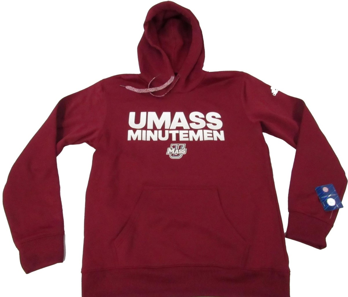 New UMASS Minutemen Mens Sizes M-L Adidas Maroon Hoodie
