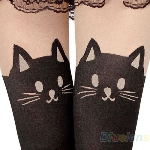 bj - COLLANT GATTO LEGGINGS GATTO CALZE TATTOO PARIGINE AUTOREGGENTI CAT |  eBay