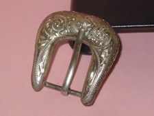 Elegant Vintage Hand Engraved Sterling Belt Buckle  Made In Mexico