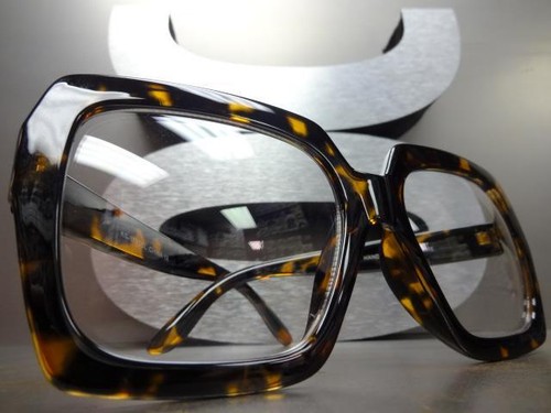 HUGE OVERSIZE VINTAGE Style Clear Lens EYE GLASSES Thick Tortoise Fashion Frame - Picture 8 of 10